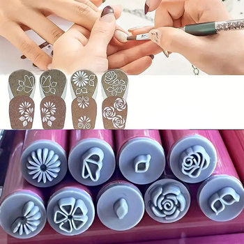 Cross-Border Nail Art Stamping Pen Set Floral Pattern Nail Graffiti Pen Painting Nail Brush Stamp Pen Nail Art Tools