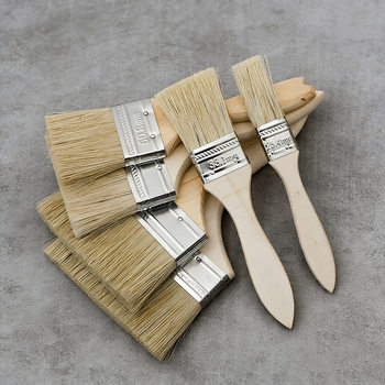 Wooden Handle Paint Brush with Pig Bristle Brown Hair Brush for Paint Cleaning, Dust Removal, Soft Small Brush, Waterproof Barbecue, Marine Use, Thickened Dust Sweeper
