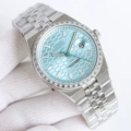 Men's white steel blue plate diamond ring-40mm