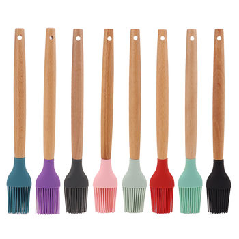Baking Tools Non-stick Pan Household Detachable Barbecue Brush Wooden Handle Silicone Oil Brush Pancake Silicone Brush