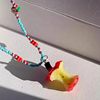 Summer Dopamine Apple Core Beaded Color Necklace Women's 2025 Spring and Summer New Sweet Cool Hot Girl Easiest for Match Clavicle Chain