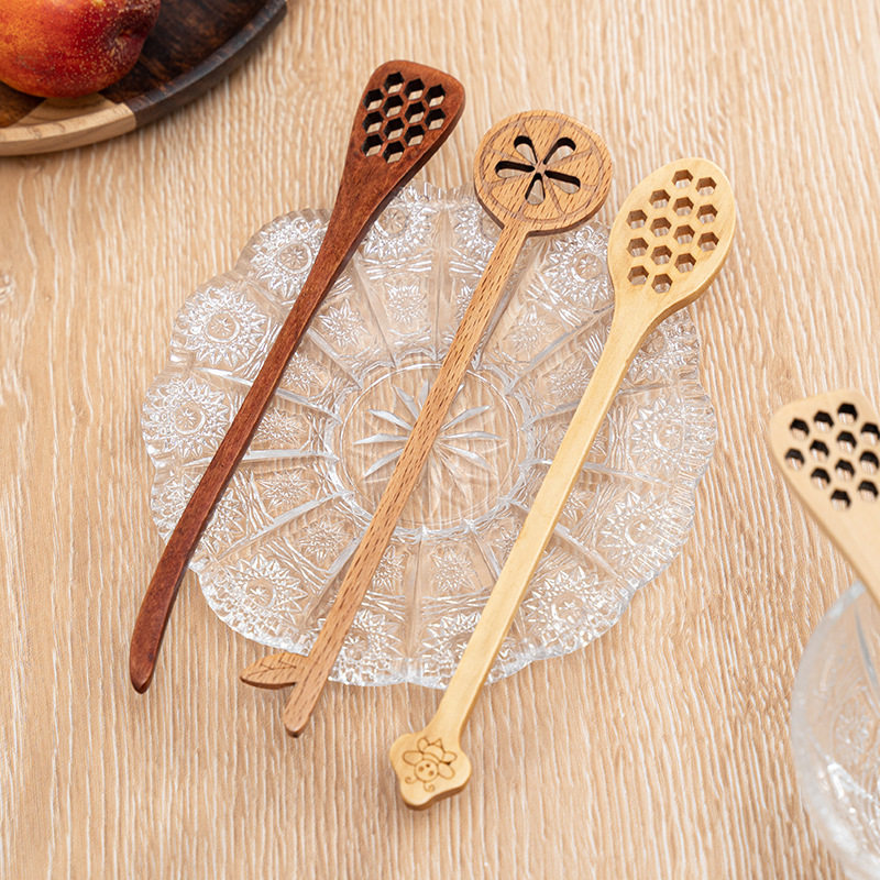 Wooden Honey Spoon Japanese Mixing Spoon Beech Creative Lemon Mixing Spoon Creative Coffee Spoon Simple Small Spoon
