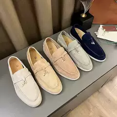 Suede Loafers, Flat Casual Shoes, Slip-On Lazy Shoes, Lp Beanie Shoes, Large Size, Casual Fashion