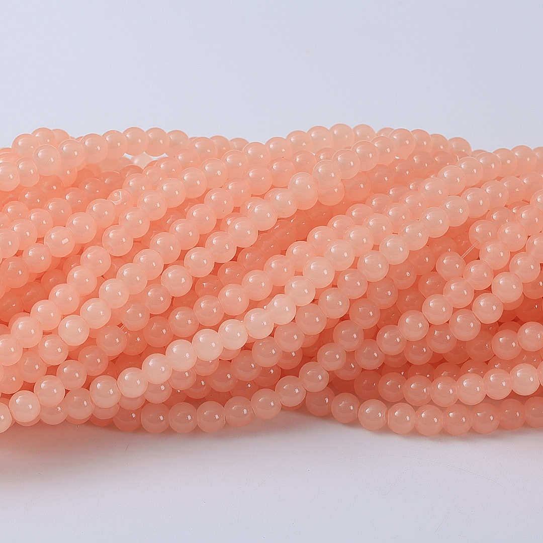 玻璃仿玉圆珠纯色散珠手工diy玉髓手链项链散珠子琉璃珠饰品配件