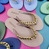 23 New Fashion Flat Flip Flop Women's Summer Beach Shoes Chain Korean Style Rhinestone Women's Slippers Can Be Weared Outside in the Water