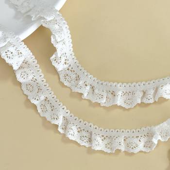 2cm Elastic Pleated Lace Thread Elastic Lace Manufacturer Wholesale Cotton Accessories New Beige Apricot Fungus Discount