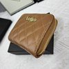 New 2025 Fashion Simple Quilted Small Chanel-Style Double C Solid Color Short Coin Purse Card Holder Personalized Luxury Brand Light Luxury C