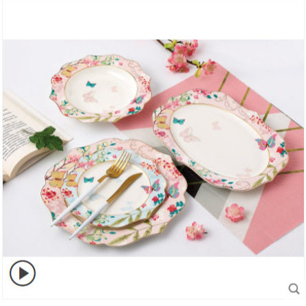 European dessert fruit plate afternoon tea ceramic cake plate dessert dried fruit plate creative salad bowl Western tableware