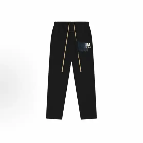 Essentials Mba Collaboration Model with Rubber Logo Pattern, Elastic Straight-Leg American-Style Heavyweight Knit Sportswear