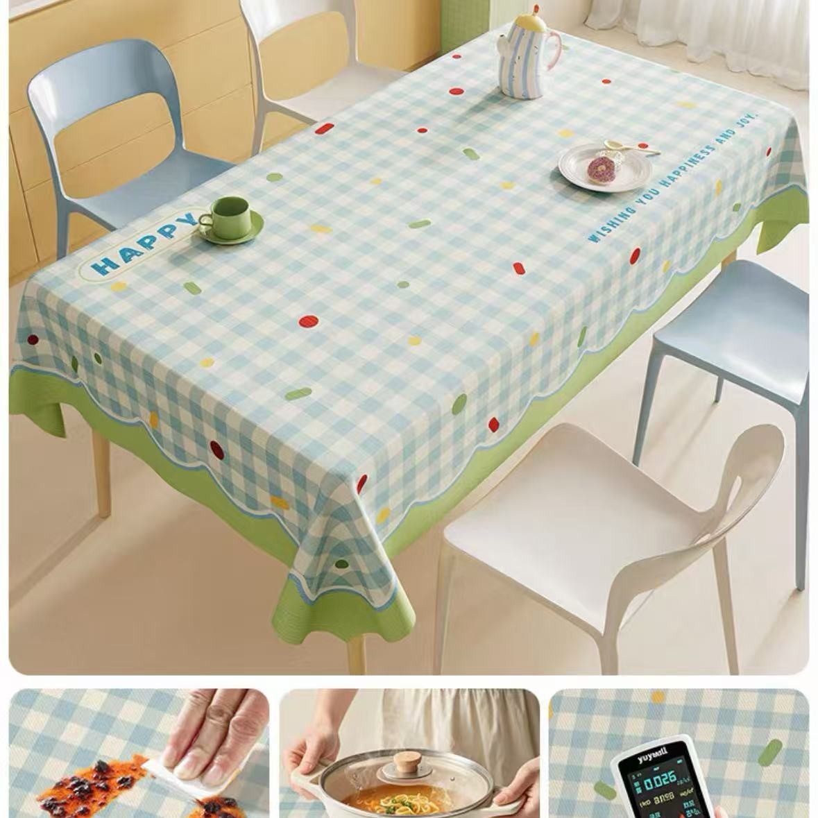 2025 New Model Simple and Classy Dust-Proof and Oil-Proof Wipe-Clean Pvc Tablecloth Supports Dropshipping Nordic Style