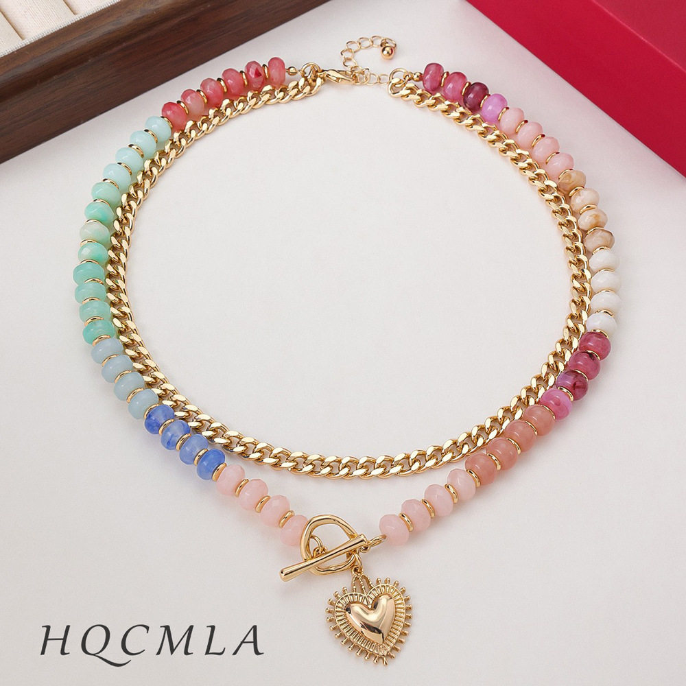 TK hot-selling dopamine color beaded necklace women's clavic...