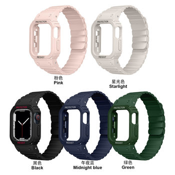 for applewatch apple strap iwatch9-10 generation silicone integrated protective case watch strap accessories