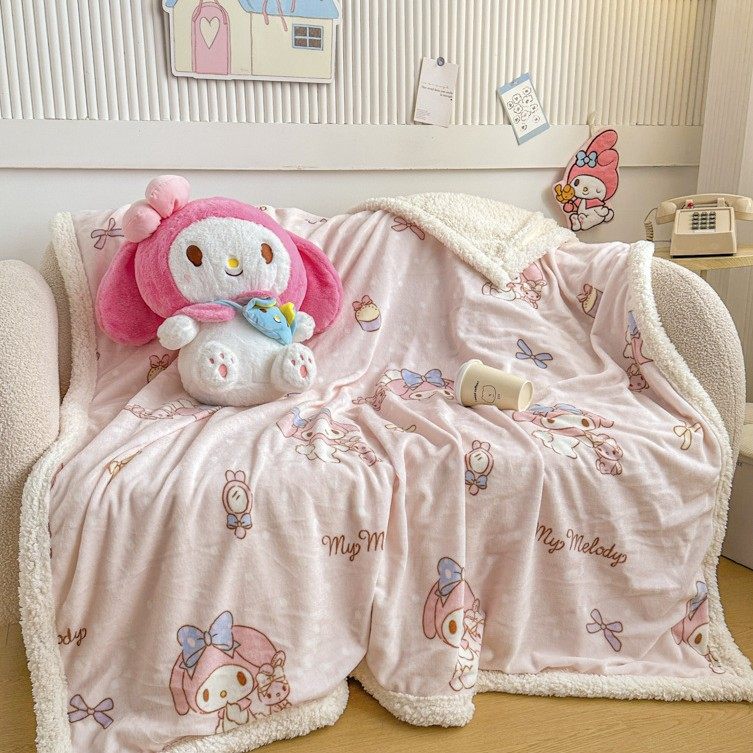Sanrio Thickeneded Lamb Velvet Blanket Multifunctional Blanket Cute Cartoon Blanket Milk Velvet Kindergarten Nap Blanket