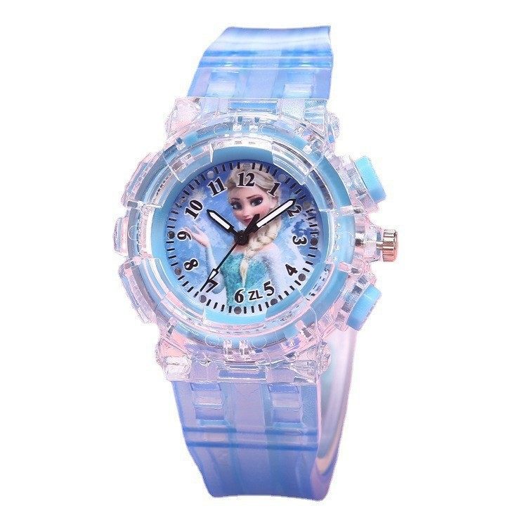 Frozen Princess watches children's watches wholesale fashion creative colorful led flash transparent luminous watch