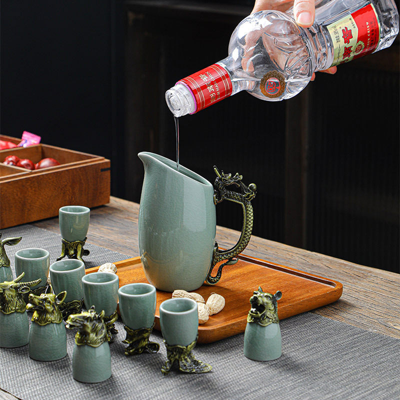 New Product Zodiac Ceramic Beast Head Wine Kit High-end Gift Box suit Wine Glass Wine Disposer Business Accompanying Gift