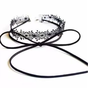 Long Bow Strap Lace Choker Collar Neck Strap Japanese and Korean Style Collar Chain Female Star Neck Jewelry