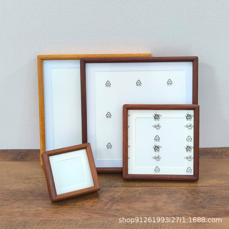 Solid wood mortise calligraphy photo frame decoration 6-inch 7-inch 8 factory wholesale rounded frame Chinese style picture frame mounting ornaments