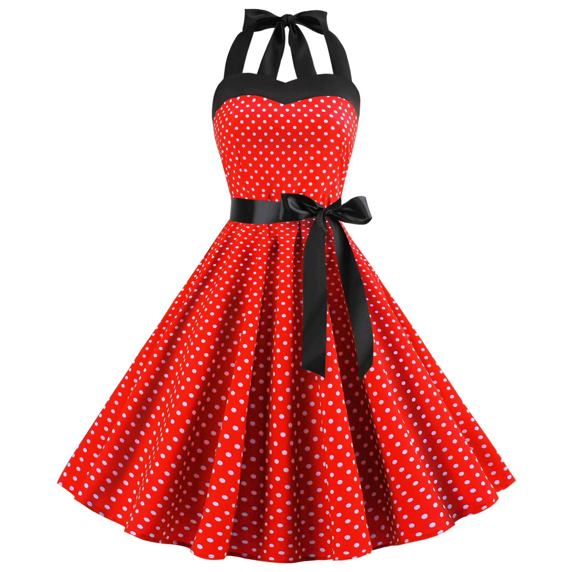 Polka Dot Maxi Dress Strapless Fitted Waist Vintage Style Perfect for Parties and Events Wholesale Available