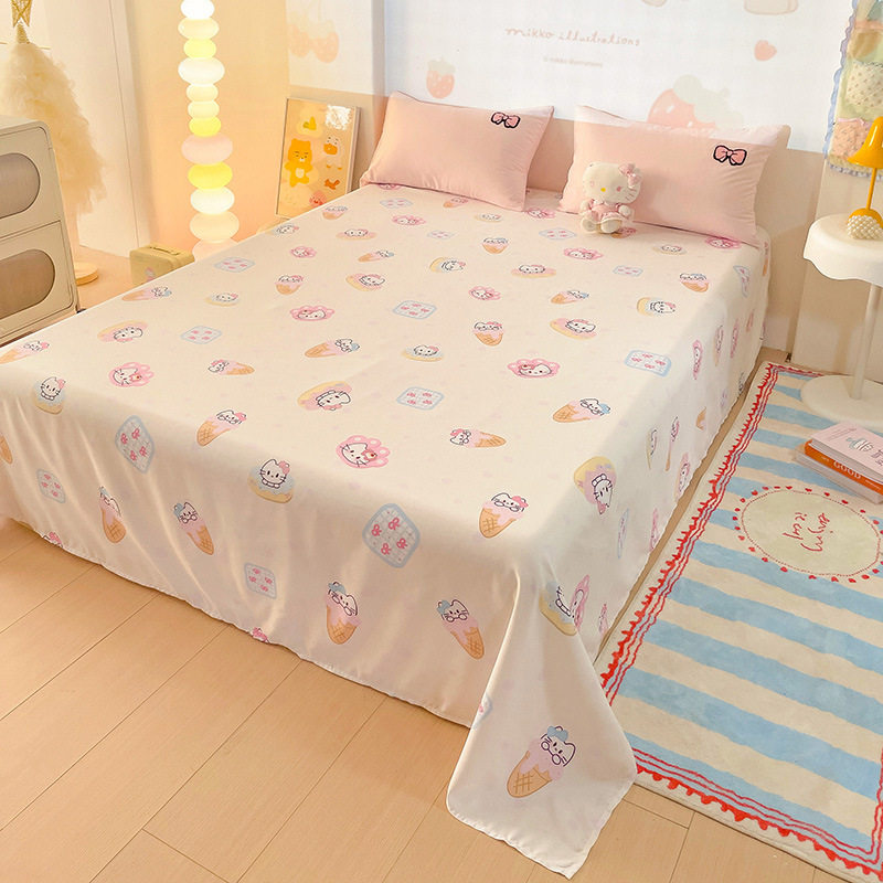 New A-Class Towel Embroidery Printed Four-Piece Dormitory Cute Bedding Set Washed Cotton Duvet Cover Fitted Sheet Three-Piece Set 4