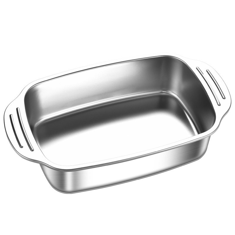 Stainless Steel Grilled Fish Plate Household Rectangular Tray Commercial Paper Clad Fish Crayfish Plate Special Induction Cooker Oven Stove