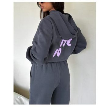 European and American Cross-Border Spring, Autumn and Winter New Sweatshirt Suit Fashionable Sports Logo Long-Sleeved Pullover Hooded Sweatshirt Two Pieces