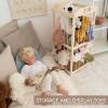 Wooden Toy Box Stuffed Toy Stuffer Organizer Living Room Corner Solid Wood Storage Bin Display Rack