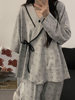 Spring and Autumn Kimono Ice Porcelain Cotton Maternity Prenatal Nursing Postpartum Sleepwear Cardigan Maternity Set for Going Out