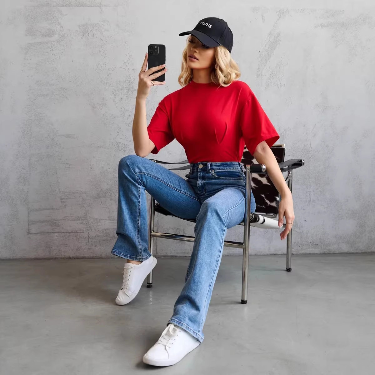 Womens Loose Fit Cotton T Shirt Short Sleeve Solid Color Comfortable Round Neck Summer Casual Wear Wholesale