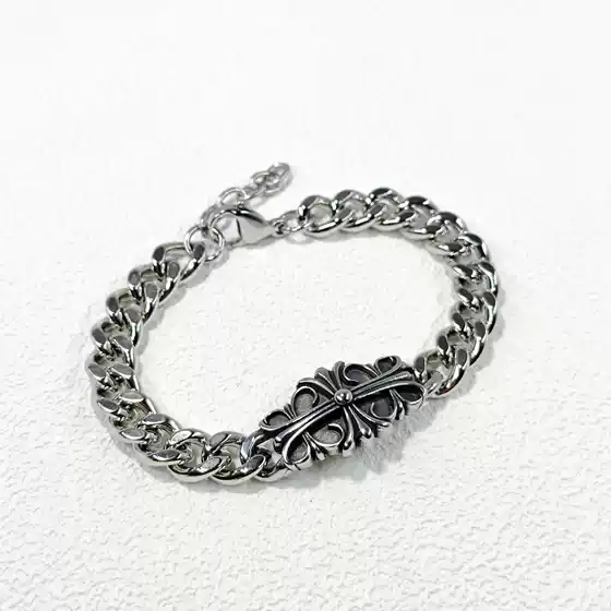 Cross Bracelet for Men, Trendy Titanium Steel, Personalized Punk Jewelry, Gothic Hip-Hop Dark Style, Light Luxury