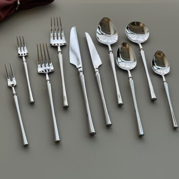 Steak Knife and Fork Set, Small Waist French Spoon, 304 Stainless Steel Spoon, Western Tableware, Dessert Spoon, Fruit Fork