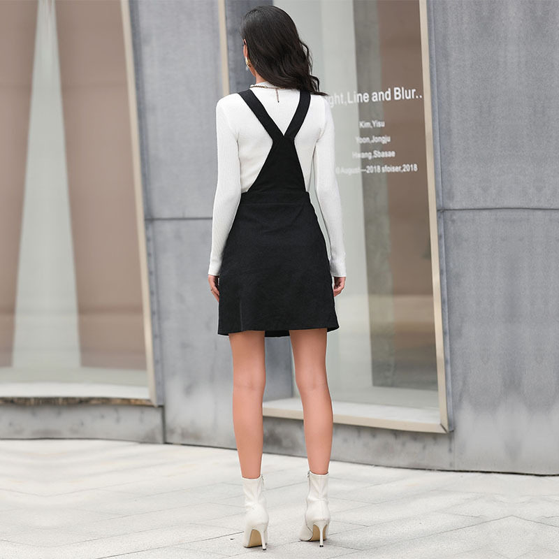 Fashion Womens Short Dress Black Suspender Style Trendy Casual Wear for Spring Summer Wholesale Available
