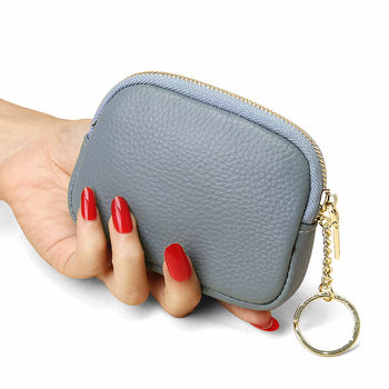 First Layer Cowhide Candy Color Coin Cosmetics Bag 2022 New Mini Genuine Leather Keychain Coin Purse for Women Wholesale