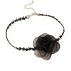 2023 New Collar Women's Necklace Lace Black Retro Necklace Light Luxury Niche Burgundy Velvet Camellia Clavicle Chain