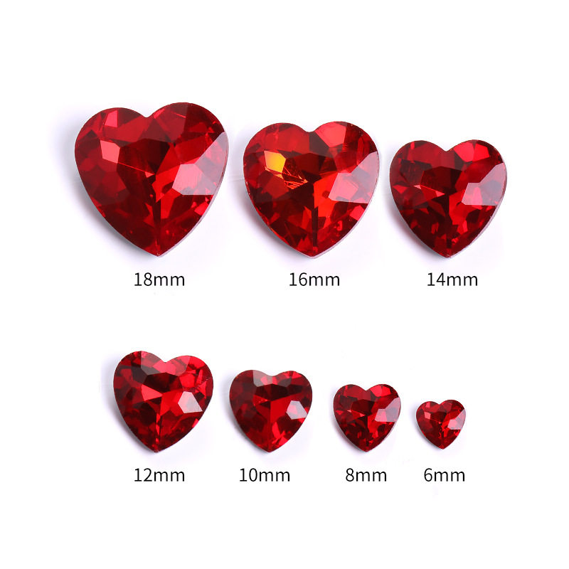 网红爆款尖底桃心钻水晶玻璃钻手机贴钻服装发带配件饰品钻爱心钻