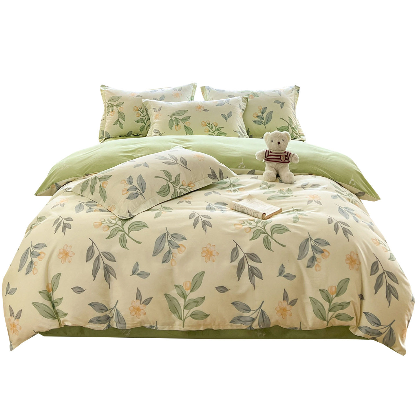 Category a Maternal and Infant Grade 100 Cotton Printed Four-Piece Set Double Cotton Set Student Dormitory Bed Bed Sheets Quilt Cover Three-Piece Set