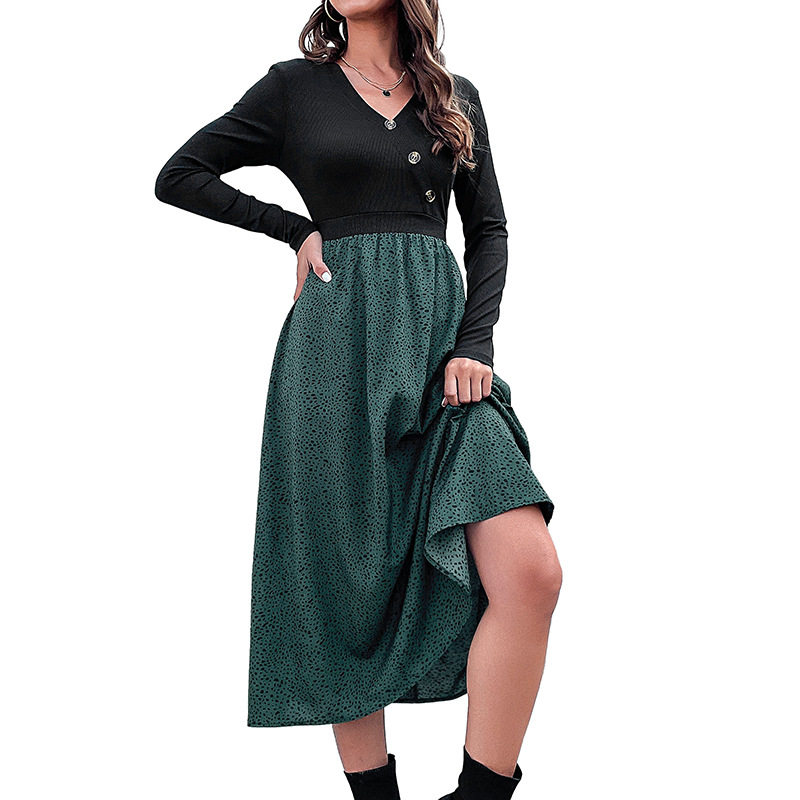 Color Block Long Sleeve Dress Womens Fashion Autumn Winter Style Casual or Party Wear Wholesale Available