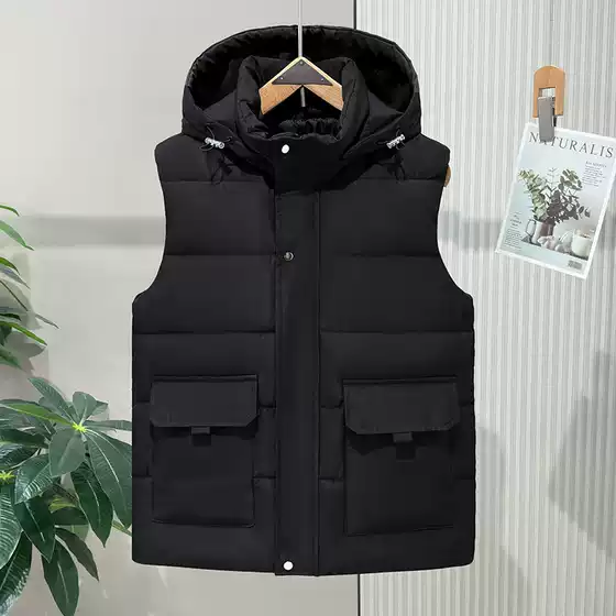 Cross-Border Autumn and Winter Fashion Casual Trendy Workwear Cotton Vest Men's Thickeneded Large Size Vest Waistcoat Custom Printed Logo