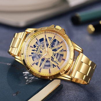 Cross-Border Men's Watch Large Dial Quartz Watch Steel Band Men's Watch Fashion Casual Hollow Face Men's Watch