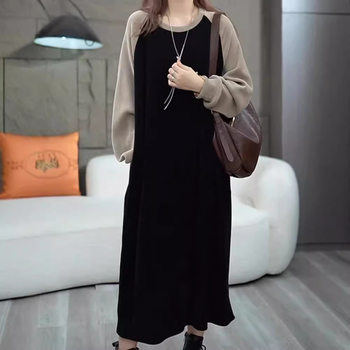 Cross-border Foreign Trade European Goods High-end dress Women's chubby girl plus size Flesh Covering Hip Covering Loose Slimming Base Knee Skirt