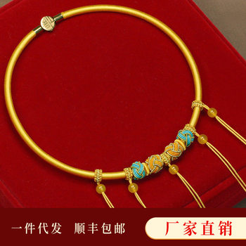 Grasp one-year-old long-life lock rope golden baby collar hanging more baby children's centenarian lucky lock necklace rope collar