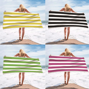 Cross-Border Single-Sided Velvet Beach Towel Microfiber Beach Bath Towel Personalized Striped Pattern Towel Bath Towel Summer Beach