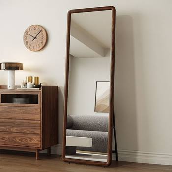 Second-Hand Full-Length Mirror, Home Floor-To-Ceiling Mirror, Clothing Store Solid Wood Fitting Mirror, Girls' Bedroom Wall-Mounted Retro Dressing Mirror
