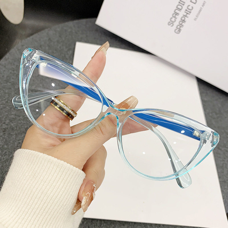Anti-Blue Light Glasses Cat's Eye Glasses Frame Ultra Light Flat Glasses Full Frame PC Spring Foreign Trade Glasses Frame Flat Glasses