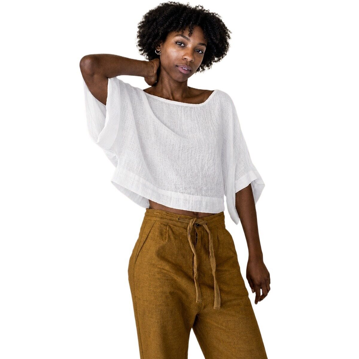 Casual White Short Sleeve Batwing Top Loose Fit Off Shoulder Design Versatile Style Perfect for Everyday Wear