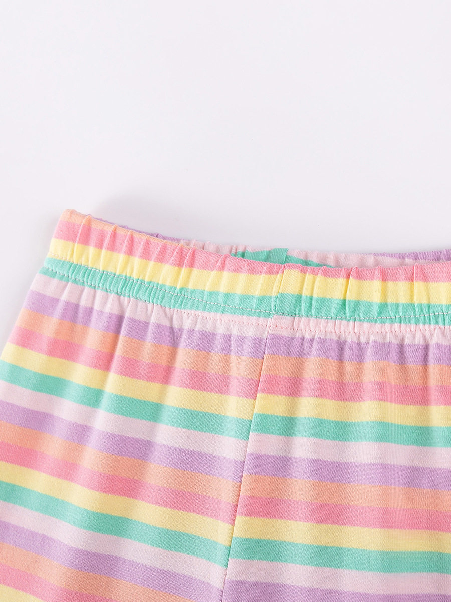 Grosir pakaian anak, set kartun anak gaya, set dua bagian anak perempuan bergaris lucu musim panas