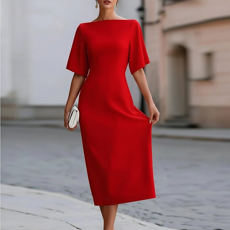 Summer Womens Dress Elegant Solid Color Slim Fit Bodycon Style Perfect for Parties and Events Wholesale Available
