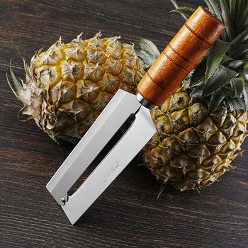 Household Pineapple Knife Wooden Handle Peeling Knife Scraper Melon and Fruit Peeling Peeling Peeler Kitchen Stainless Steel Pineapple Knife