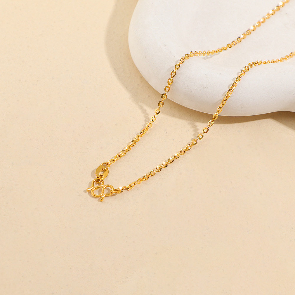 钛钢不掉色M扣蛇骨链2024新款项链女简约颈链百搭通勤素链锁骨链