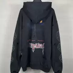 Paris High Version 24 New Style B's Tower Graffiti Frayed Heavy Washed Distressed Zipper Cardigan Jacket Sweatshirt