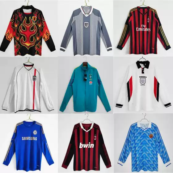 1314Ac Jersey Retro Long-Sleeved England Portugal Brazil Arsenal France Chelsea Barcelona Football Uniform